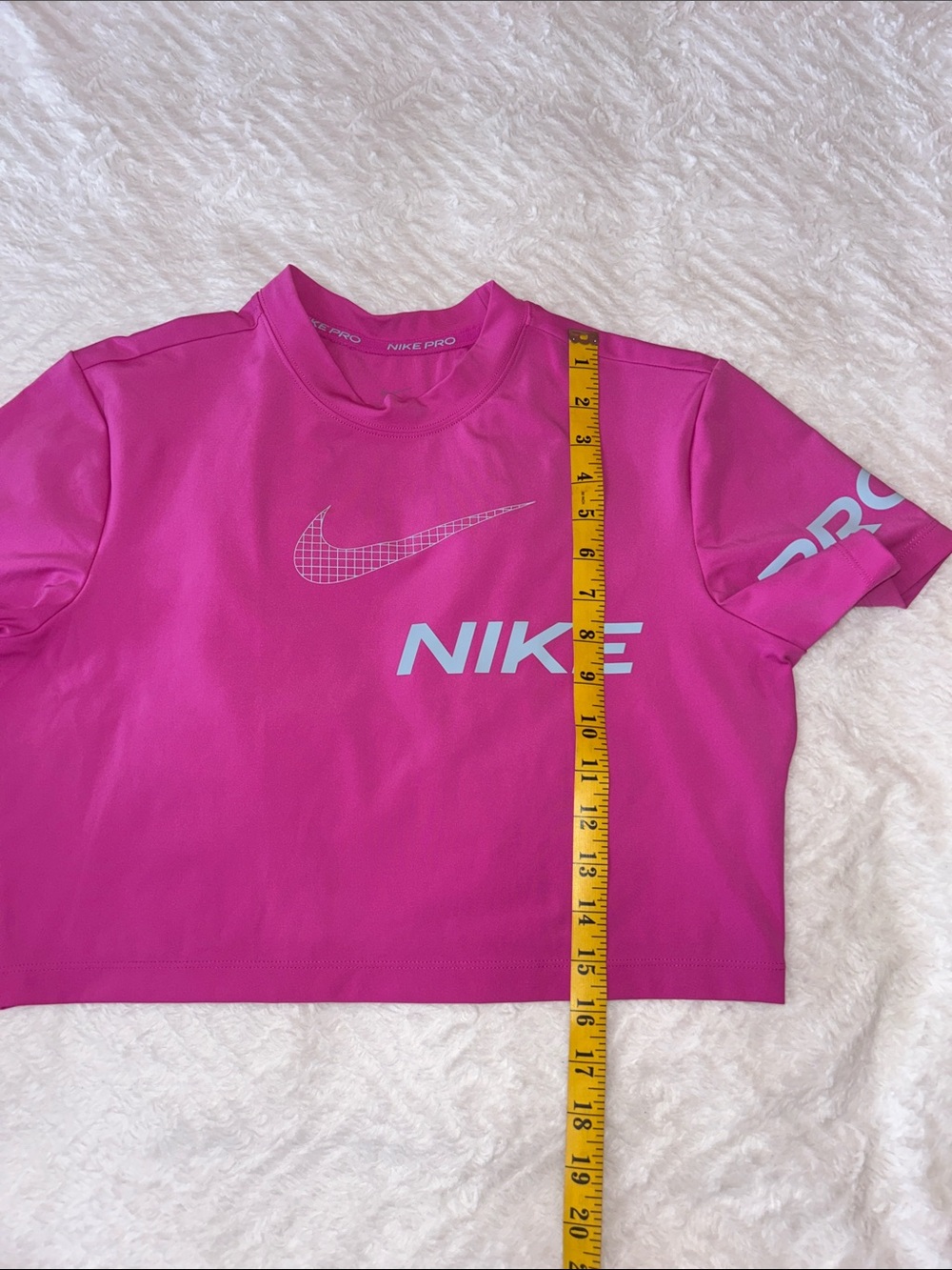 Nike Hot Pink Cropped Short Sleeve Tee with White Logos - Picture 7 of 11